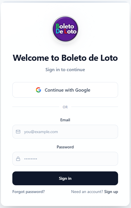 Pantalla de inicio en inglés